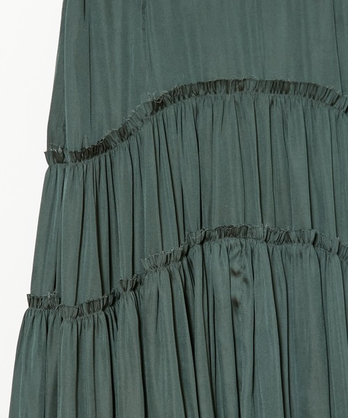 CIAOPANIC（チャオパニック）の「サテンティアードマキシスカート（スカート・レディース・ブラック/オリーブ/ピンク/アイボリー・FREE）」の10枚目の写真