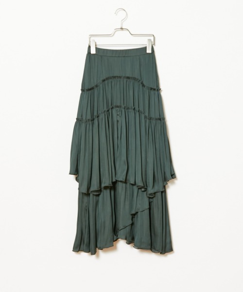 CIAOPANIC（チャオパニック）の「サテンティアードマキシスカート（スカート・レディース・ブラック/オリーブ/ピンク/アイボリー・FREE）」の21枚目の写真