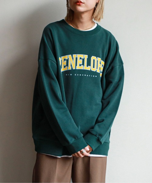 feepur(フェピュール)の「カレッジロゴオーバースウェット(スウェット・レディース・グリーン/ネイビー/オフホワイト/杢グレー・MEDIUM)」の1枚目の写真