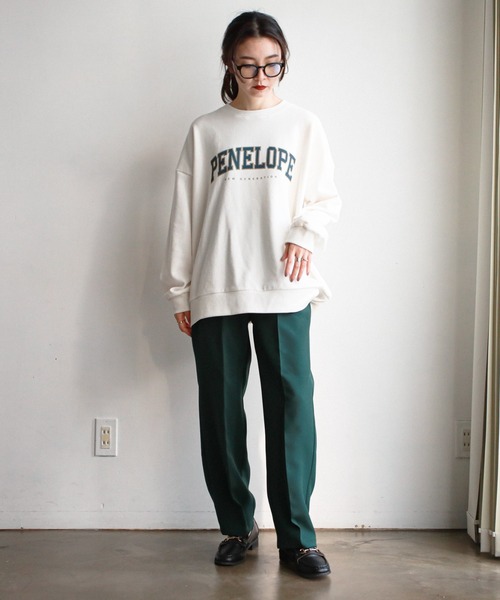 feepur(フェピュール)の「カレッジロゴオーバースウェット(スウェット・レディース・グリーン/ネイビー/オフホワイト/杢グレー・MEDIUM)」の6枚目の写真