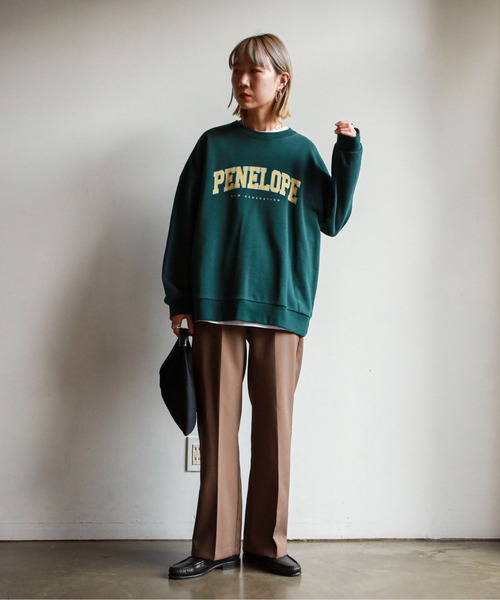 feepur(フェピュール)の「カレッジロゴオーバースウェット(スウェット・レディース・グリーン/ネイビー/オフホワイト/杢グレー・MEDIUM)」の9枚目の写真