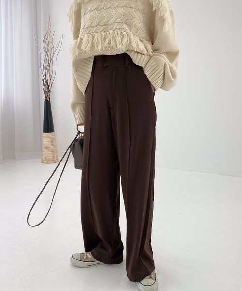 StyleSea(スタイルシー)の「ツイルセンターバギーパンツ(スラックス・レディース・ダークブラウン/パープル/ライトベージュ/グレイッシュブルー・MEDIUM)」の21枚目の写真