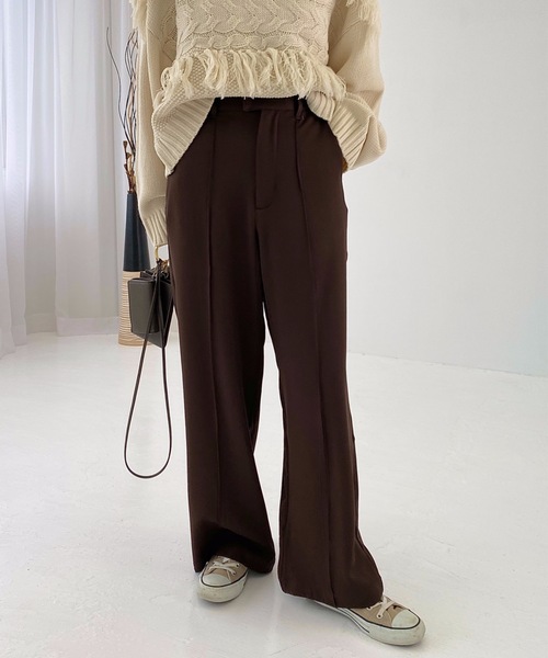 StyleSea(スタイルシー)の「ツイルセンターバギーパンツ(スラックス・レディース・ダークブラウン/パープル/ライトベージュ/グレイッシュブルー・MEDIUM)」の17枚目の写真