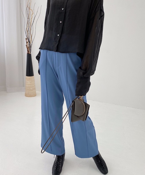 StyleSea(スタイルシー)の「ツイルセンターバギーパンツ(スラックス・レディース・ダークブラウン/パープル/ライトベージュ/グレイッシュブルー・MEDIUM)」の22枚目の写真