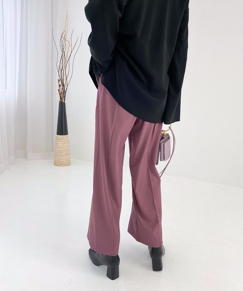 StyleSea(スタイルシー)の「ツイルセンターバギーパンツ(スラックス・レディース・ダークブラウン/パープル/ライトベージュ/グレイッシュブルー・MEDIUM)」の19枚目の写真