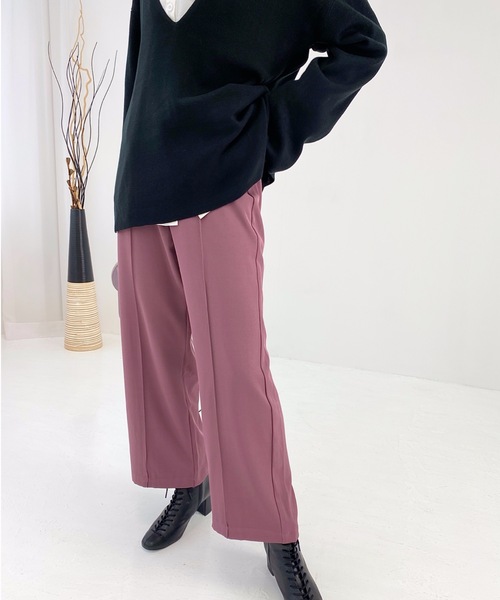 StyleSea(スタイルシー)の「ツイルセンターバギーパンツ(スラックス・レディース・ダークブラウン/パープル/ライトベージュ/グレイッシュブルー・MEDIUM)」の12枚目の写真