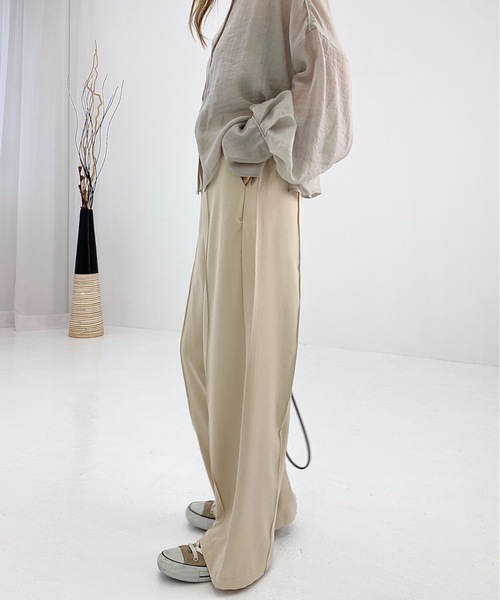 StyleSea(スタイルシー)の「ツイルセンターバギーパンツ(スラックス・レディース・ダークブラウン/パープル/ライトベージュ/グレイッシュブルー・MEDIUM)」の20枚目の写真