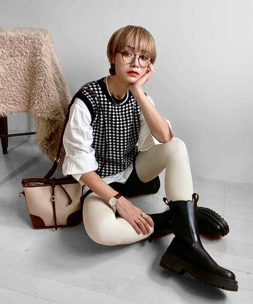 La-gemme（ラジェム）の「サイドゴアロングブーツ（ブーツ・レディース・ホワイト/ブラック・35/36/37/38/39/40）」の22枚目の写真