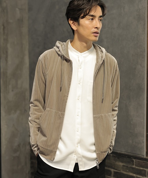 UNION STATION（ユニオンステーション）の「ベロアストライプZIPパーカー（パーカー・メンズ・ベージュ/ブラウン/オフホワイト・LL/M/L）」の2枚目の写真