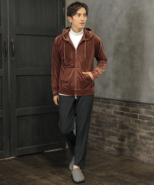 UNION STATION（ユニオンステーション）の「ベロアストライプZIPパーカー（パーカー・メンズ・ベージュ/ブラウン/オフホワイト・LL/M/L）」の5枚目の写真