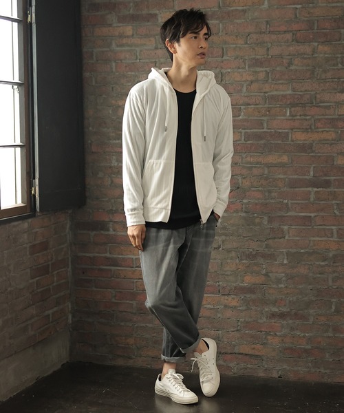 UNION STATION（ユニオンステーション）の「ベロアストライプZIPパーカー（パーカー・メンズ・ベージュ/ブラウン/オフホワイト・LL/M/L）」の4枚目の写真