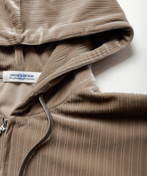 UNION STATION（ユニオンステーション）の「ベロアストライプZIPパーカー（パーカー・メンズ・ベージュ/ブラウン/オフホワイト・LL/M/L）」の11枚目の写真