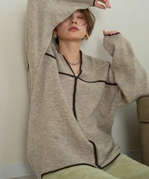 【WEB限定】配色パイピングルーズニットプルオーバー