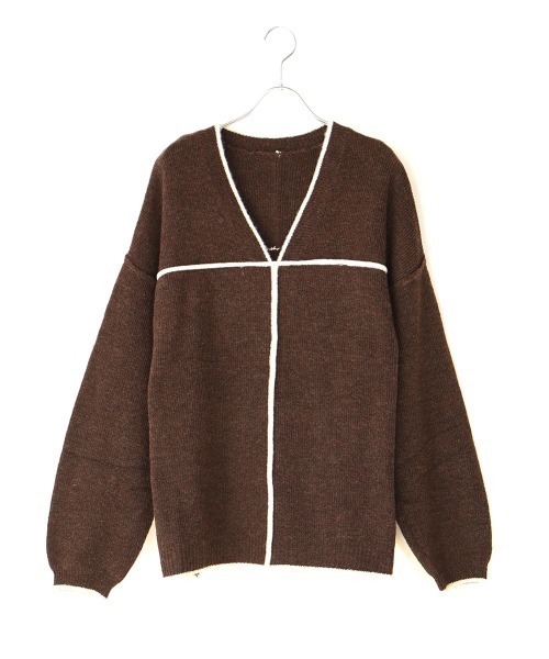 Bab（バブ）の「【WEB限定】配色パイピングルーズニットプルオーバー（ニット/セーター・レディース・ブラウン/アイボリー/グレー系その他・38）」の18枚目の写真