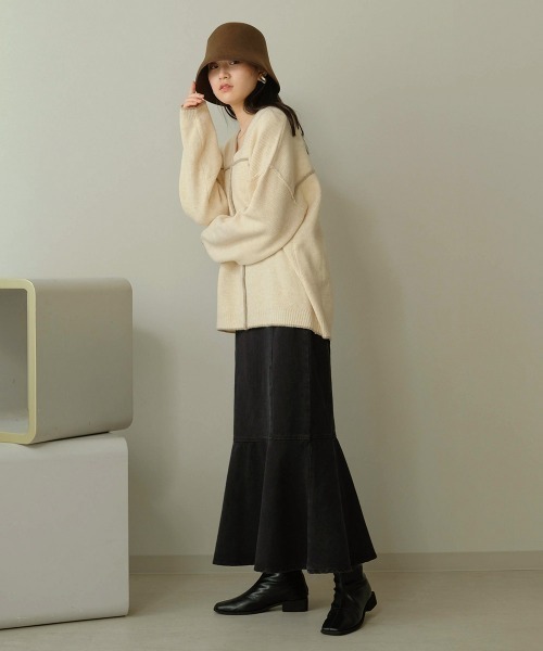 Bab（バブ）の「【WEB限定】配色パイピングルーズニットプルオーバー（ニット/セーター・レディース・ブラウン/アイボリー/グレー系その他・38）」の12枚目の写真