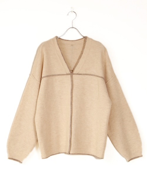 Bab（バブ）の「【WEB限定】配色パイピングルーズニットプルオーバー（ニット/セーター・レディース・ブラウン/アイボリー/グレー系その他・38）」の14枚目の写真