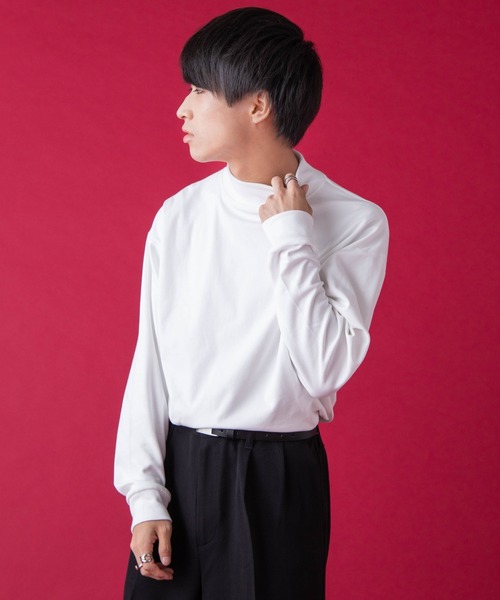 WEGO by こーせ（ウィゴーバイコーセ）の「∴WEGO by こーせ/モックネックロングスリーブカットソー（Tシャツ/カットソー・メンズ・ブラック/ホワイト・MEDIUM/LARGE）」の2枚目の写真