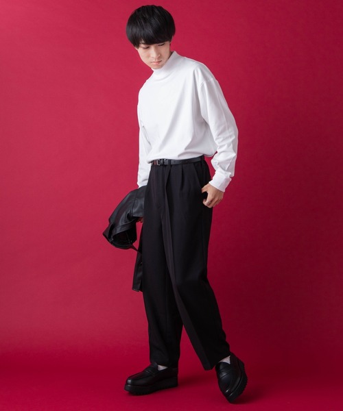 WEGO by こーせ（ウィゴーバイコーセ）の「∴WEGO by こーせ/モックネックロングスリーブカットソー（Tシャツ/カットソー・メンズ・ブラック/ホワイト・MEDIUM/LARGE）」の19枚目の写真