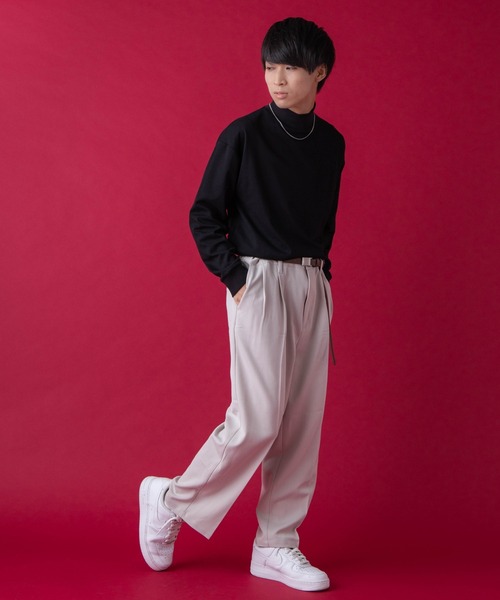 WEGO by こーせ（ウィゴーバイコーセ）の「∴WEGO by こーせ/モックネックロングスリーブカットソー（Tシャツ/カットソー・メンズ・ブラック/ホワイト・MEDIUM/LARGE）」の3枚目の写真