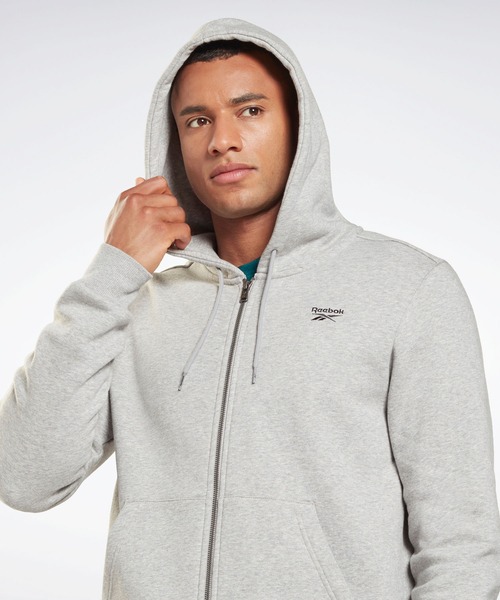 Reebok(リーボック)の「 アイデンティティ ジップアップ フーディー / Identity Zip-Up Hoodie(パーカー・メンズ・ヘザーグレー/ブラック・LARGE/MEDIUM/SMALL/X-SMALL/X-LARGE/XXX-LARGE/XX-LARGE)」の8枚目の写真