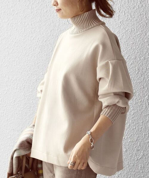 SHIPS（シップス）の「*〈手洗い可能〉ダンボールリブタートル◇（スウェット・レディース・チャコールグレー/ライトブルー/ベージュ/オフホワイト/ライトイエロー・ONE SIZE）」の21枚目の写真