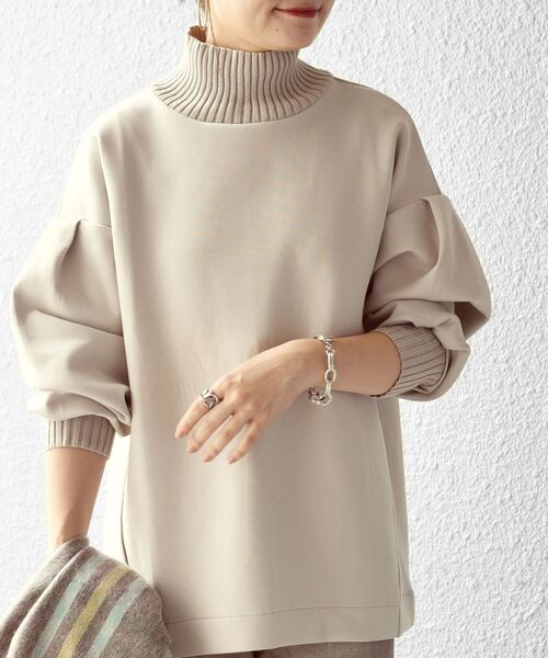 SHIPS（シップス）の「*〈手洗い可能〉ダンボールリブタートル◇（スウェット・レディース・チャコールグレー/ライトブルー/ベージュ/オフホワイト/ライトイエロー・ONE SIZE）」の16枚目の写真