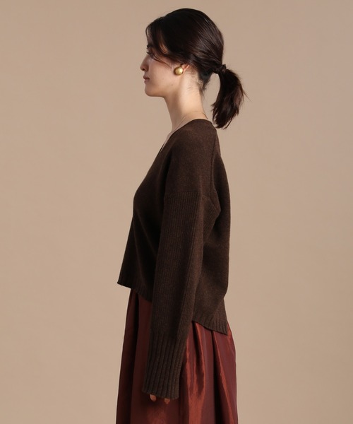 INED（イネド）の「《INED30th×スタイリスト辻直子》Vネッククロップドニット（ニット/セーター・レディース・ダークブラウン/ラベンダー・9号）」の11枚目の写真
