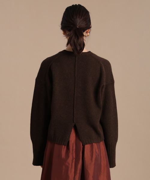 INED（イネド）の「《INED30th×スタイリスト辻直子》Vネッククロップドニット（ニット/セーター・レディース・ダークブラウン/ラベンダー・9号）」の4枚目の写真