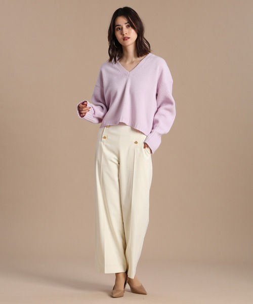 INED（イネド）の「《INED30th×スタイリスト辻直子》Vネッククロップドニット（ニット/セーター・レディース・ダークブラウン/ラベンダー・9号）」の14枚目の写真