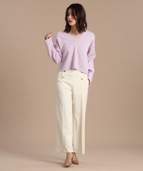 INED（イネド）の「《INED30th×スタイリスト辻直子》Vネッククロップドニット（ニット/セーター・レディース・ダークブラウン/ラベンダー・9号）」の12枚目の写真