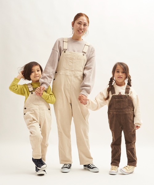 RUGGEDWORKS（ラゲッドワークス）の「《親子お揃い》　太畝ストレッチコーデュロイオーバーオール（ママ用）（その他パンツ・レディース・アイボリー/ブラウン・FREE）」の2枚目の写真