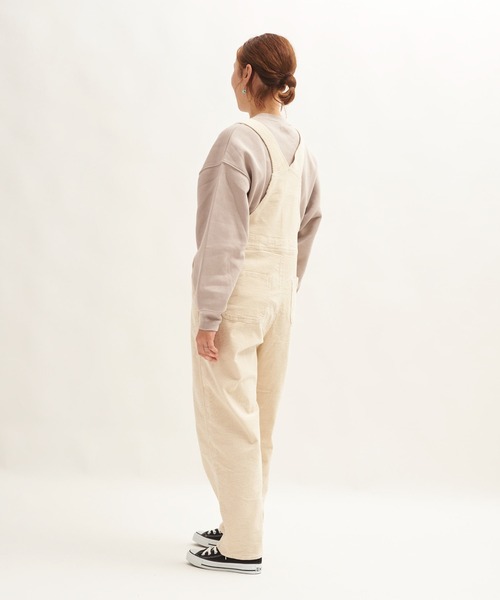 RUGGEDWORKS（ラゲッドワークス）の「《親子お揃い》　太畝ストレッチコーデュロイオーバーオール（ママ用）（その他パンツ・レディース・アイボリー/ブラウン・FREE）」の3枚目の写真