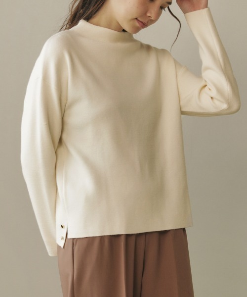 Bou Jeloud（ブージュルード）の「アンゴラタッチボトルネックニット（ニット/セーター・レディース・アイボリー/A/モカ/杢グレー/ミント/イエロー/C/B・FREE）」の2枚目の写真