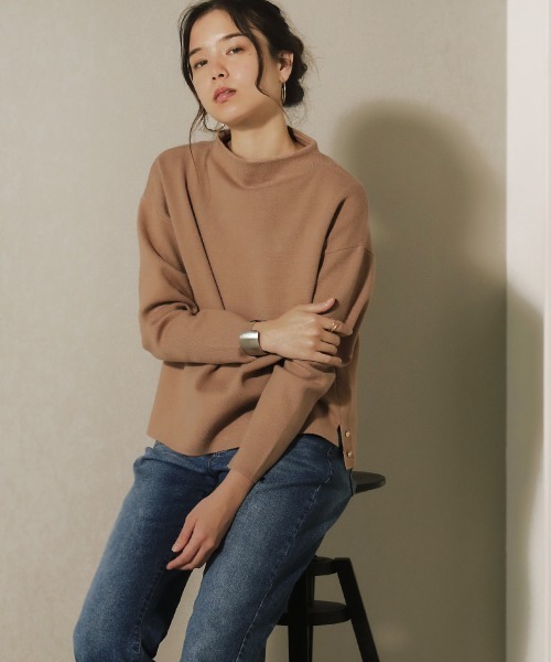 Bou Jeloud（ブージュルード）の「アンゴラタッチボトルネックニット（ニット/セーター・レディース・アイボリー/A/モカ/杢グレー/ミント/イエロー/C/B・FREE）」の4枚目の写真