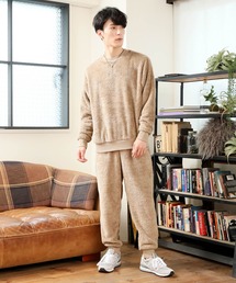 TopIsm（トップイズム）の「ユニセックス シャギーボア 無地クルーネックスウェットスーツ（ルームウェア/パジャマ）」