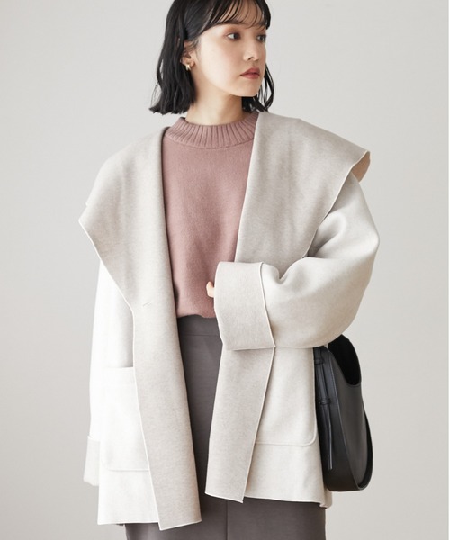 ELENCARE DUE(エレンカーレデュエ)の「・ELENCARE DUE フードハーフコート*(その他アウター・レディース・チャコールグレー/グリーン/アイボリー・FREE)」の2枚目の写真