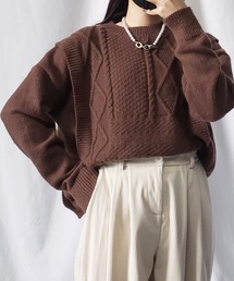 me+em select | パッチワークケーブルパターンニット【数量限定販売】(ニット/セーター)