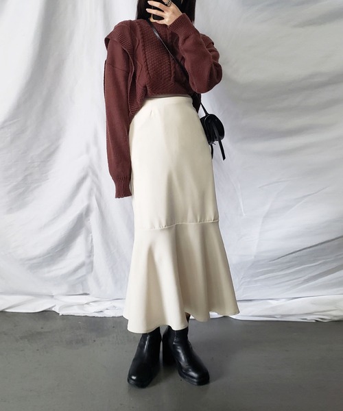 me+em select（ミームセレクト）の「パッチワークケーブルパターンニット【数量限定販売】（ニット/セーター・レディース・ピンク/ホワイト/ブラウン/ブラック・FREE）」の20枚目の写真