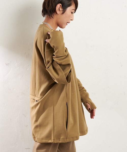 ear PAPILLONNER（イアパピヨネ）の「【COB MASTER(コブマスター)】 別注キャンプピロースウェット（スウェット・レディース・ブラック/ベージュ・FREE）」の5枚目の写真