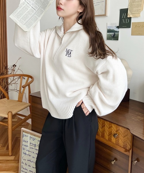 セール】【累計販売枚数1万枚突破！】ハーフジップワンポイント