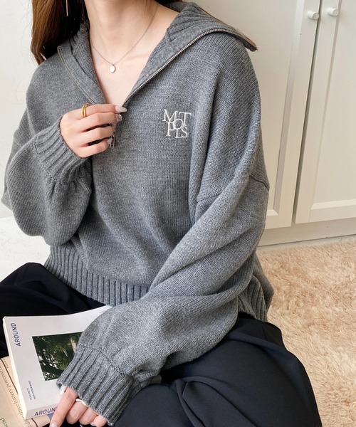 セール】【累計販売枚数1万枚突破！】ハーフジップワンポイント刺繍