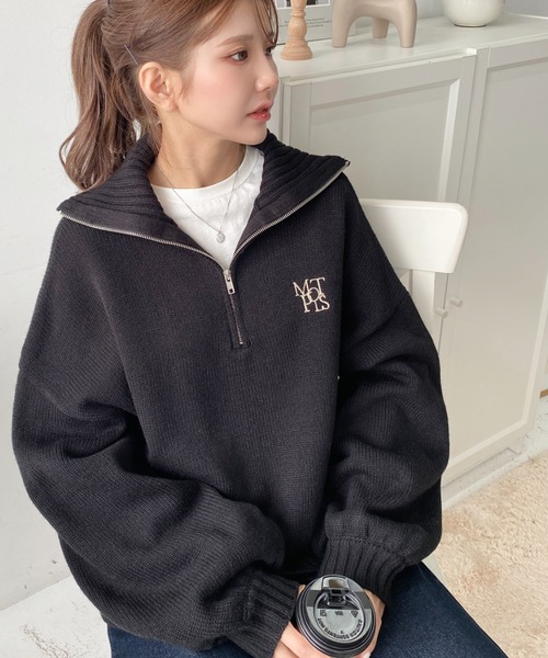 セール】【累計販売枚数1万枚突破！】ハーフジップワンポイント