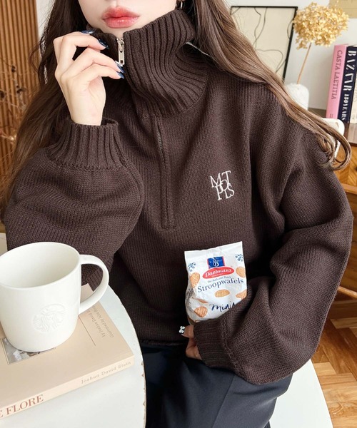 セール】【累計販売枚数1万枚突破!】ハーフジップワンポイント刺繍 セール】【累計販売枚数1万枚突破!】ハーフジップワンポイント刺繍
