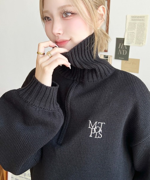 セール】【累計販売枚数1万枚突破！】ハーフジップワンポイント刺繍