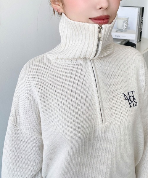 セール】【累計販売枚数1万枚突破！】ハーフジップワンポイント刺繍