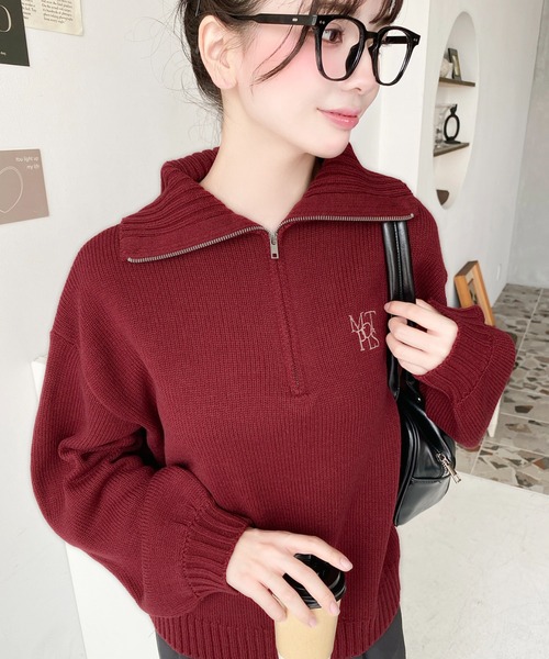 定価1万円以上引き！美品！ロゴモノグラムニットプルオーバー / ネイビー 定価1万円以上引き！美品！ロゴモノグラムニットプルオーバー