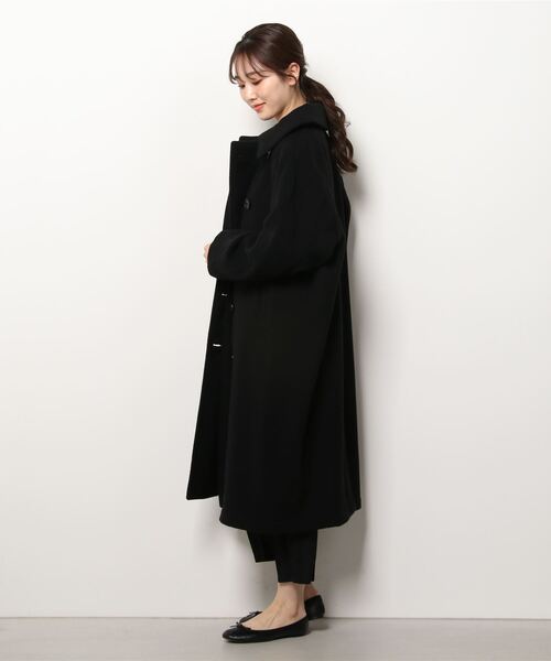 schott（ショット）の「Schott×RUMBLE RED/ショット×ランブルレッド/OVAL LINE PEACOAT/オーバル ラインピーコート（ステンカラーコート・レディース・ブラック・FREE）」の7枚目の写真