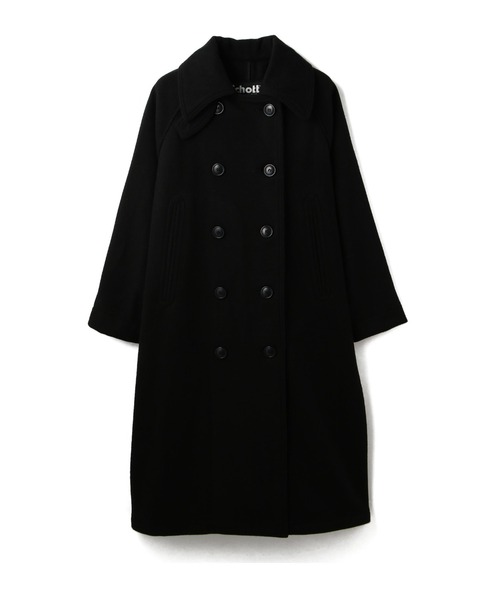 schott（ショット）の「Schott×RUMBLE RED/ショット×ランブルレッド/OVAL LINE PEACOAT/オーバル ラインピーコート（ステンカラーコート・レディース・ブラック・FREE）」の10枚目の写真