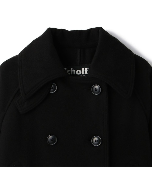schott（ショット）の「Schott×RUMBLE RED/ショット×ランブルレッド/OVAL LINE PEACOAT/オーバル ラインピーコート（ステンカラーコート・レディース・ブラック・FREE）」の12枚目の写真