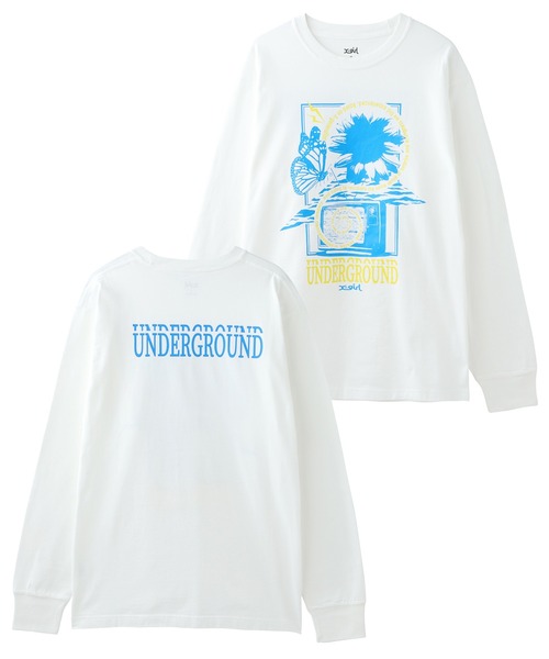 X-girl（エックスガール）の「UNDERGROUND COLLAGE L/S TEE（Tシャツ